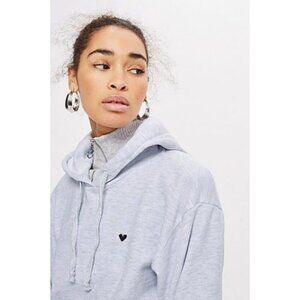 Topshop Womens 10 Embroidered Heart Warm Liner Hoodie